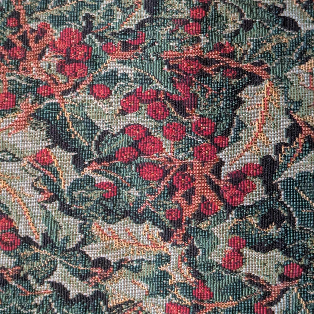 Vintage 6 Handmade Woven Tapestry Holly Berry Winter Holiday Christmas Placemats